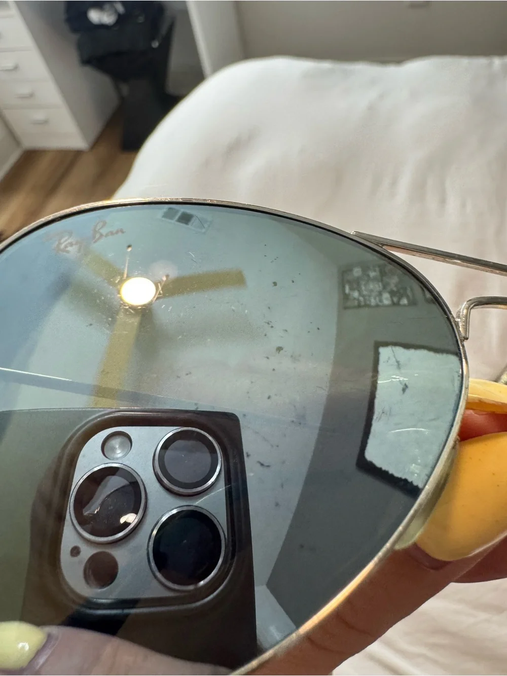 Ray-Ban Silver Frame Sunglasses with Blue Lenses and case